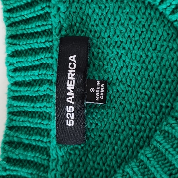 525 America green puff shoulder/sleeve cotton sweater, sz S - Picture 7 of 9